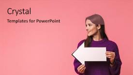  Presentation with space - Presentation having isolated over pink background pointing background and a  colored foreground