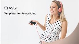  Presentation with happy image - Cool new slide deck with isolated over white wall background backdrop and a white colored foreground