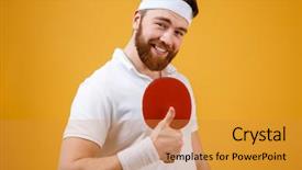  Presentation with table tennis - PPT theme with isolated over yellow background hold background and a gold colored foreground