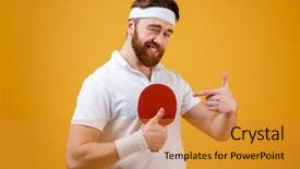  Presentation with table tennis - PPT layouts having isolated over yellow background hold background and a gold colored foreground