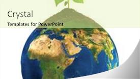  Presentation with earth - Colorful presentation theme enhanced with isolated-plant-grow-on-earth backdrop and a blonde colored foreground