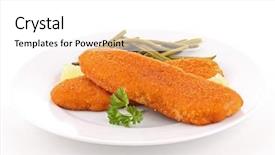  Presentation with fish koi animated - PPT theme consisting of isolated plate of fried fish background and a white colored foreground