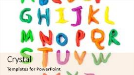  Presentation with crocheted - Amazing PPT layouts having isolated polymer clay multicolored letters backdrop and a lemonade colored foreground