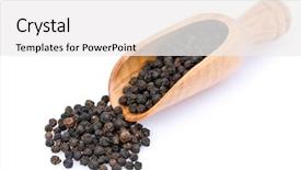  Presentation with pepper - Slides with isolated scoop and black peppercorns background and a white colored foreground
