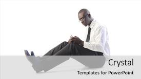  Presentation with mobile phone on car - Presentation with isolated seated african businessman using background and a  colored foreground