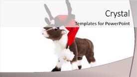 Presentation with christmas red - Colorful PPT theme enhanced with isolated soft toy reindeer rudolph backdrop and a white colored foreground