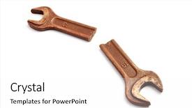  Presentation with element - Colorful slide set enhanced with isolated spanner element of design backdrop and a white colored foreground