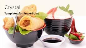  Presentation with roll - Colorful PPT layouts enhanced with isolated spring roll and rice backdrop and a lemonade colored foreground