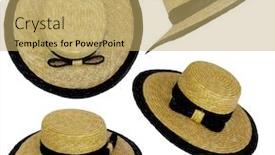  Presentation with straw - PPT theme with isolated straw hats background and a yellow colored foreground