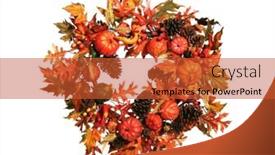  Presentation with fall colors - PPT theme with autumnwreath - isolated thanksgiving wreath with fall background and a red colored foreground