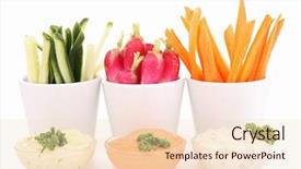  Presentation with dip - PPT layouts enhanced with isolated vegetables and dips background and a  colored foreground