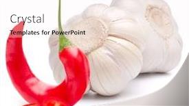  Presentation with garlic - Slide set enhanced with isolated-vegetables-garlic-chili-pepper background and a sky blue colored foreground