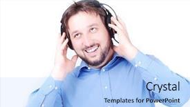  Presentation with blue music - Cool new presentation design with isolated white man in blue backdrop and a  colored foreground