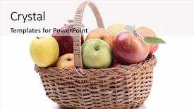  Presentation with wicker - Beautiful presentation theme featuring isolated wicker basket with apples backdrop and a sky blue colored foreground