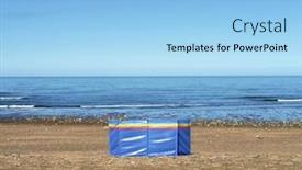  Presentation with beach - PPT theme enhanced with isolated-windbreak-on-deserted-sandsend background and a light blue colored foreground