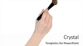  Presentation with makeup - Cool new PPT theme with isolated woman hand holding makeup backdrop and a sky blue colored foreground