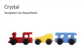  Presentation with train - Slide deck enhanced with isolated wood toy train background and a white colored foreground