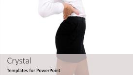  Presentation with backache - Presentation enhanced with isolated young business woman backache background and a light gray colored foreground