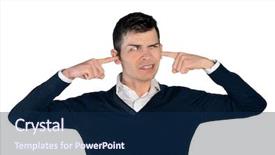  Presentation with cd cover - Amazing presentation design having isolated young man cover ears backdrop and a  colored foreground