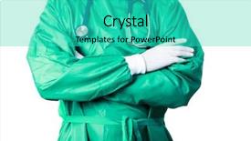  Presentation with surgery - PPT layouts with isolation room - surgeon standing before cmaera background and a teal colored foreground