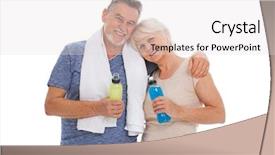  Presentation with senior fitness - Slide set consisting of isotonic - fitness senior couple with towel background and a lemonade colored foreground