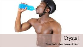  Presentation with african tribes - Slides enhanced with isotonic - handsome male african sportsman drinking background and a  colored foreground