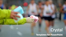  Presentation with sponges - Cool new slides with isotonic - provisioning sponges for competitors backdrop and a gray colored foreground