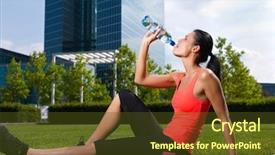  Presentation with summer drinking water - PPT theme featuring isotonic - urban sports - fitness background and a tawny brown colored foreground