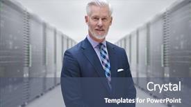  Presentation with horse racing portrait - Slide deck featuring isp - portrait of senior businessman background and a ocean colored foreground