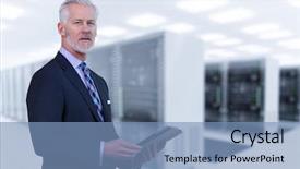  Presentation with horse racing portrait - Slides featuring isp - portrait of senior businessman background and a teal colored foreground