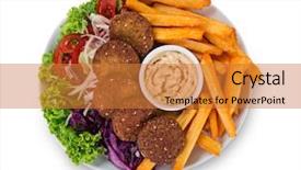  Presentation with french fries - Colorful slide deck enhanced with israe - falafel plate with fresh vegetables backdrop and a gold colored foreground
