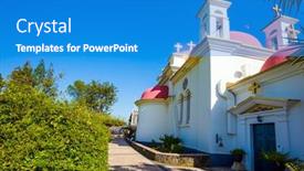  Presentation with church building - Cool new PPT layouts with israel-capernaum-the-jerusalem-orthodox backdrop and a teal colored foreground