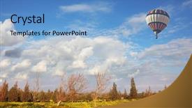  Presentation with balloon decor - Presentation design enhanced with israel desert - huge balloon over the blossoming background and a  colored foreground