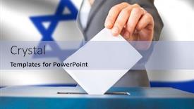  Presentation with vote - PPT layouts with israel-elections-hand-putting-vote background and a light blue colored foreground