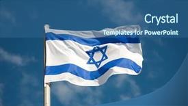  Presentation with israel flag - Slides enhanced with israel flag against blue sky background and a ocean colored foreground