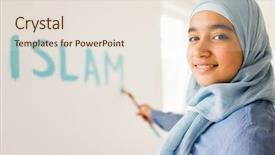  Presentation with arabic writing - Cool new PPT layouts with israel palestine conflict - arabic muslim girl writing messages backdrop and a  colored foreground