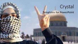  Presentation with conflict - Amazing presentation having israel palestine conflict - arabic young man in jerusalem backdrop and a light blue colored foreground