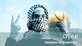  Presentation with arabic desing - Presentation theme having israel palestine conflict - arabic young man in jerusalem background and a  colored foreground