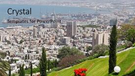  Presentation with view of egret birds - Audience pleasing PPT theme consisting of israel sanctuary - view of haifa backdrop and a light blue colored foreground