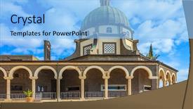  Presentation with sea galilee - PPT theme featuring israel sea of galilee beach background and a light blue colored foreground