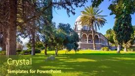  Presentation with sea galilee - PPT theme enhanced with israel-the-catholic-church background and a tawny brown colored foreground