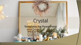  Presentation with hanukkah - Beautiful slide deck featuring israel torah - beautiful fireplace decorated for hanukkah backdrop and a coral colored foreground