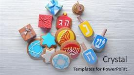  Presentation with hanukkah - Slides with israel torah - composition of tasty cookies background and a light gray colored foreground