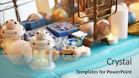  Presentation with hanukkah - Colorful presentation theme enhanced with israel torah - menorah and decorative elements near backdrop and a arctic colored foreground