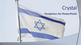  Presentation with israel flag - Audience pleasing PPT theme consisting of israeli flag on a mast backdrop and a sky blue colored foreground