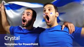  Presentation with israel flag - PPT layouts enhanced with israeli friends celebrating with israel background and a royal blue colored foreground