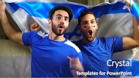  Presentation with israel flag - Slides enhanced with israeli friends celebrating with israel background and a navy blue colored foreground