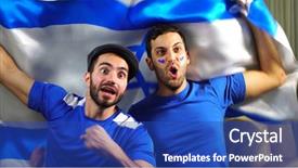  Presentation with israel flag - Amazing PPT layouts having israeli friends celebrating with israel backdrop and a ocean colored foreground
