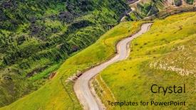  Presentation with green hills - Colorful slides enhanced with israeli-jordanian border near the hot springs of hamat gader serpentine road winds through the green hills backdrop and a gold colored foreground