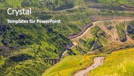  Presentation with hot springs - PPT layouts featuring israeli-jordanian border near the hot springs of hamat gader serpentine road winds through the green hills background and a violet colored foreground